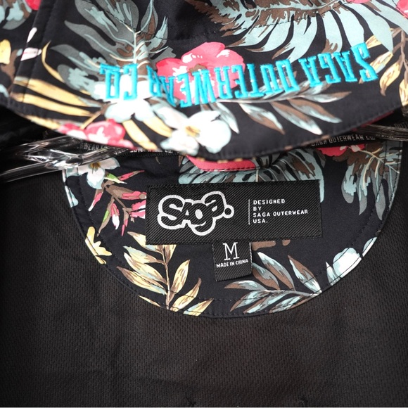 Saga Outerwear Floral Flower Jacket Hooded Soft-Shell Windbreaker Large Logo M - Picture 8 of 12